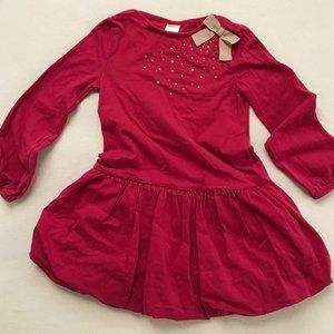Gymboree Girls Size 6, Reddish Dark Pink Glitter and Ribbon Dress w Puff Skirt